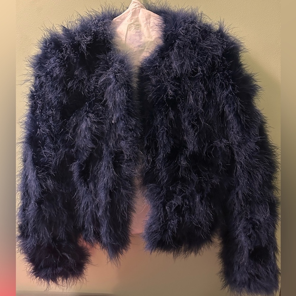 Lamarque Deep Blue Faux Fur Jacket
